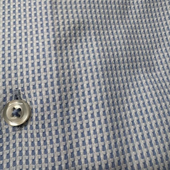 David Donahue NWT blue and white cotton textured dress shirt sz 15.5 34/35 - Picture 2 of 4